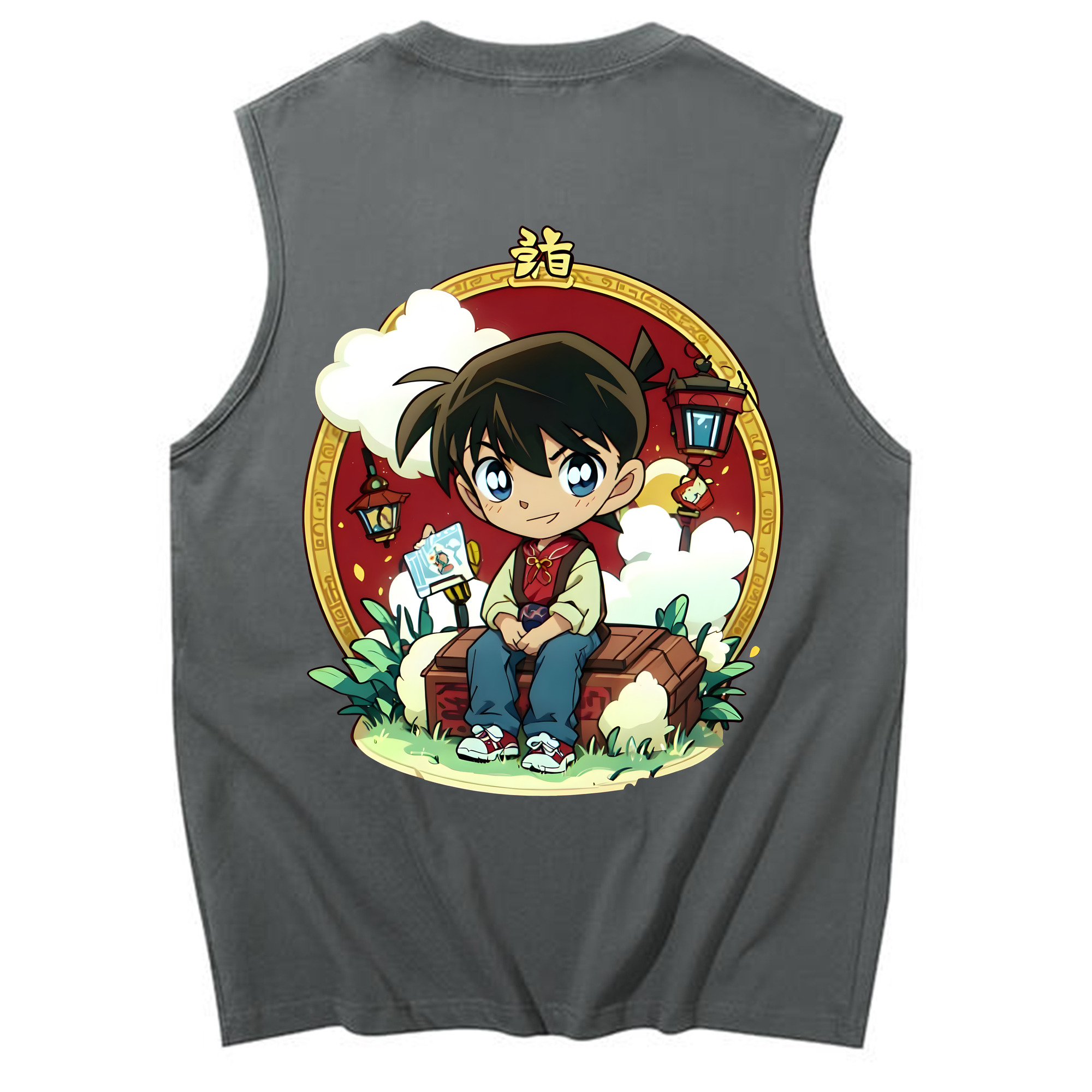 （画像用） 名探偵コナン 江戸川 コナン Detective Conan Conan Edogawa コットン100％タンクトップ（背面プリント）